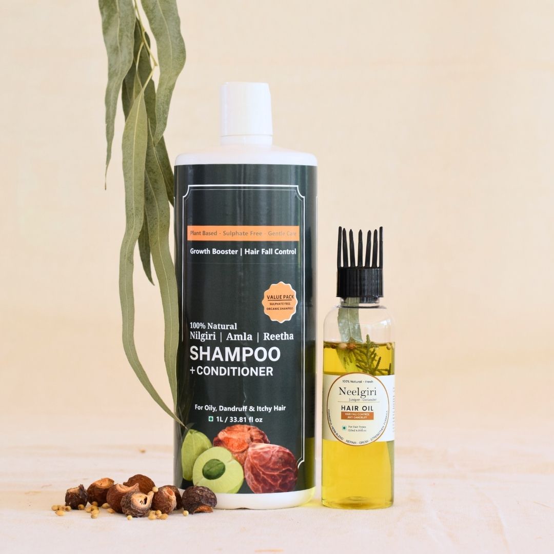 Combo of Nilgiri Hair oil + Nilgiri shampoo