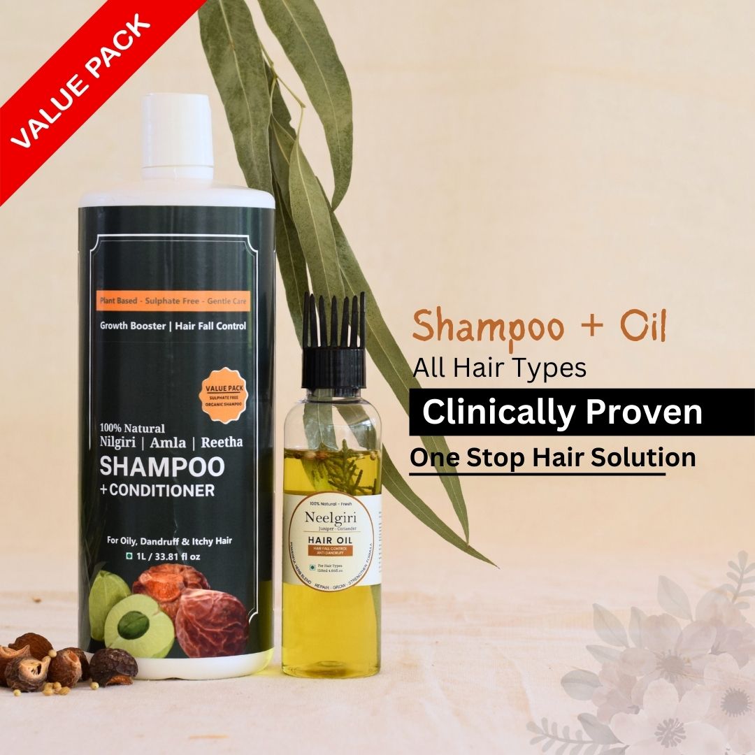 Combo of Nilgiri Hair oil + Nilgiri shampoo