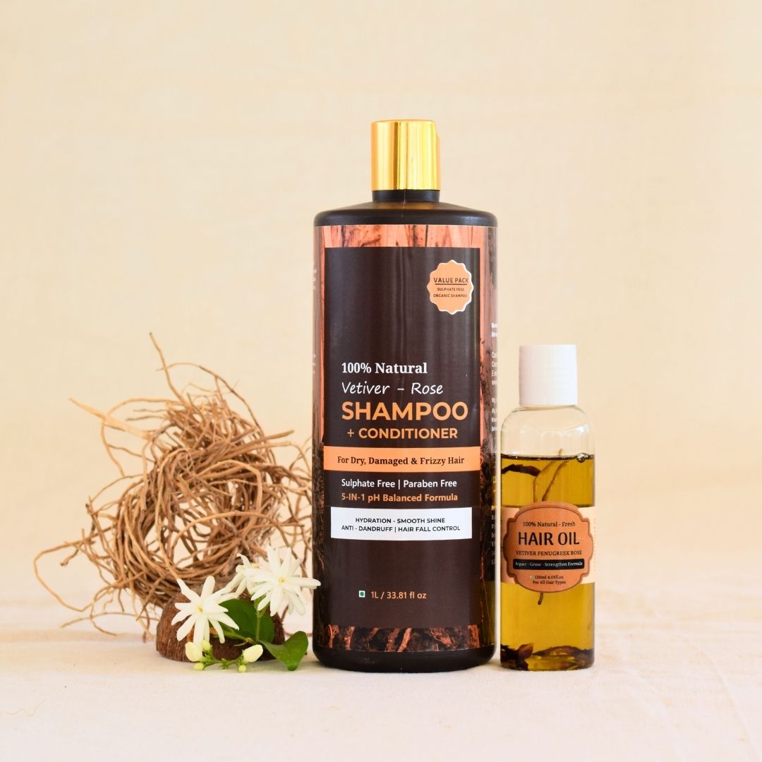 Combo of Vetiver Hair oil + Vetiver shampoo