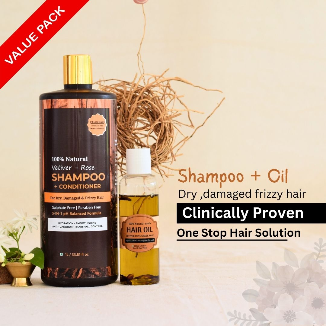 Combo of Vetiver Hair oil + Vetiver shampoo