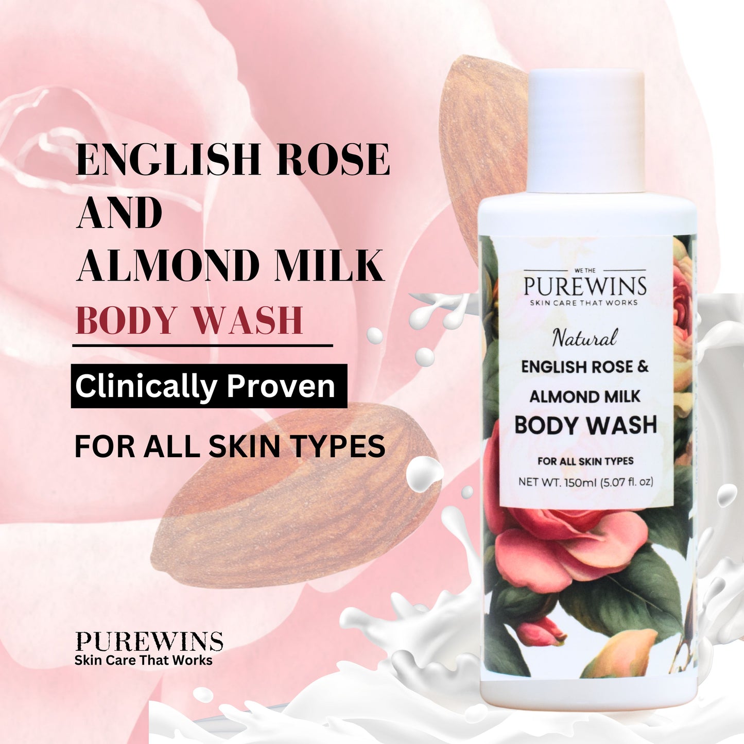 Natural English Rose & Almond Milk Body Wash